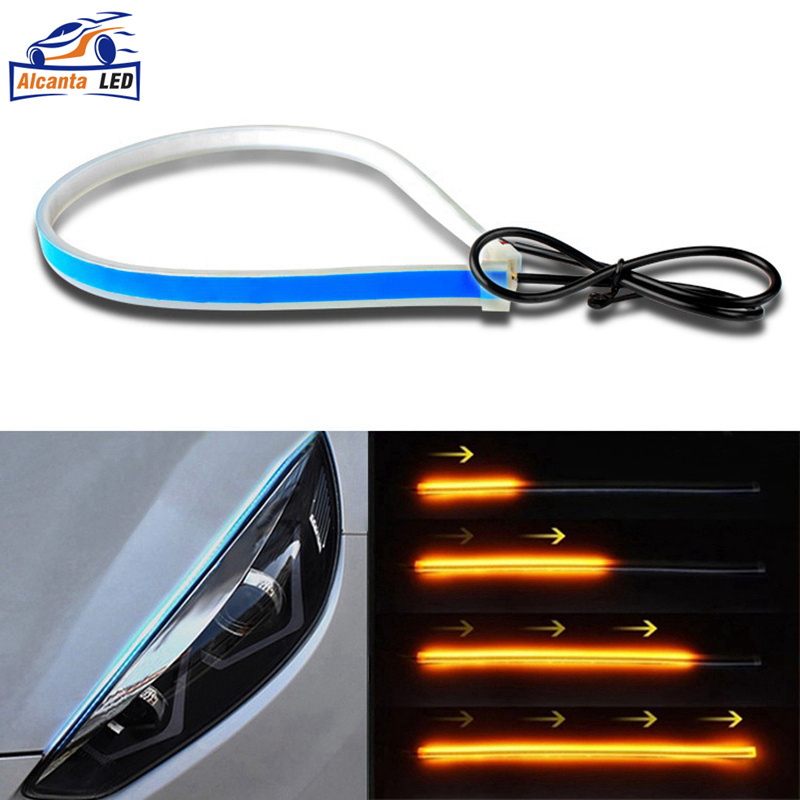 Flexible Daytime Running DRL Lamp Strip 30cm 45cm 60cm Signal Indicator Ambient Light Strip for Exterior Car Decoration