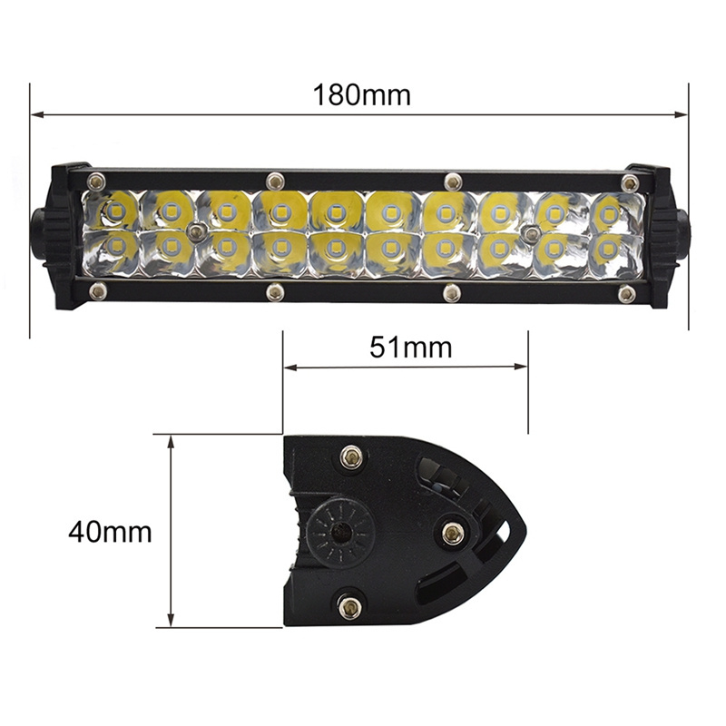 1Pcs 7 inch Ultra Slim Dual rows Led Light Bar 60W 6000K 12V for Off-road Cars SUV UTE Pick-up Trucks 4x4 Snowmobile