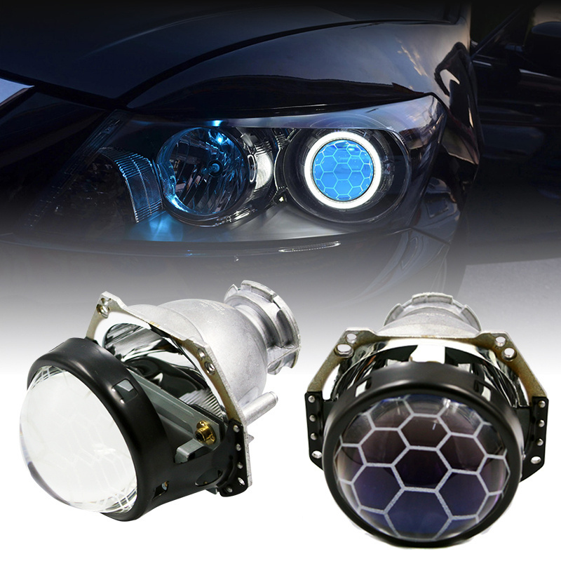 AlcantaLED 3  Inch Universal Bi Xenon HID Projector Lens Silver Black Shroud H1 Xenon LED Bulb H4 H7 Motorcycle Car Headlight