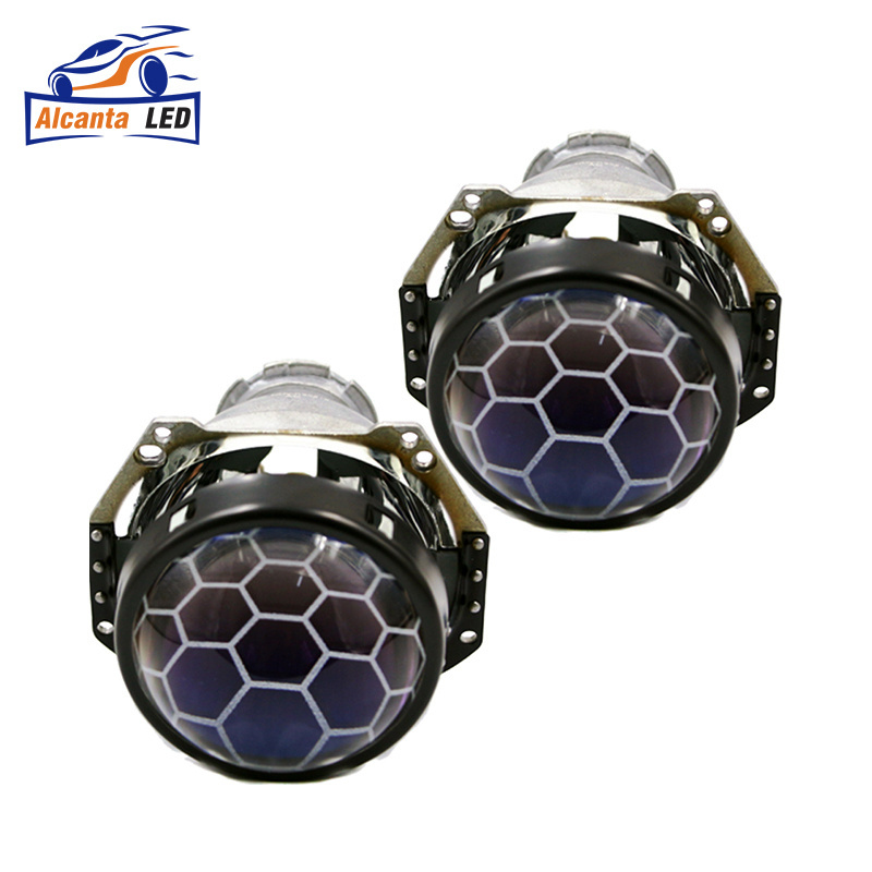 AlcantaLED 3  Inch Universal Bi Xenon HID Projector Lens Silver Black Shroud H1 Xenon LED Bulb H4 H7 Motorcycle Car Headlight