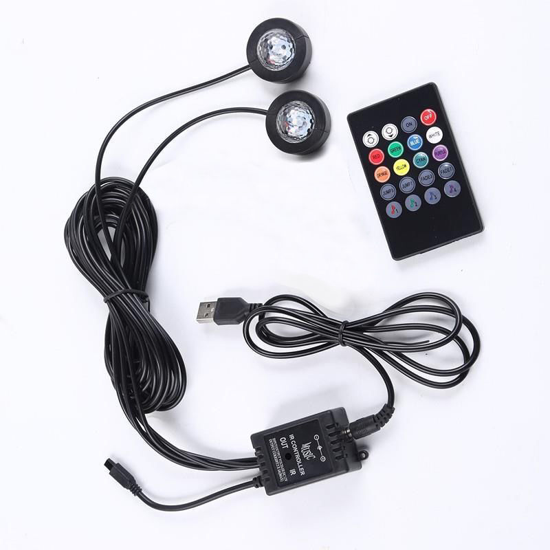 Automotive Interior Decorative Lights LED Car Round Star Foot Light 2 Round Atmosphere Lamp Ambient Lamp Remote/Voice Control