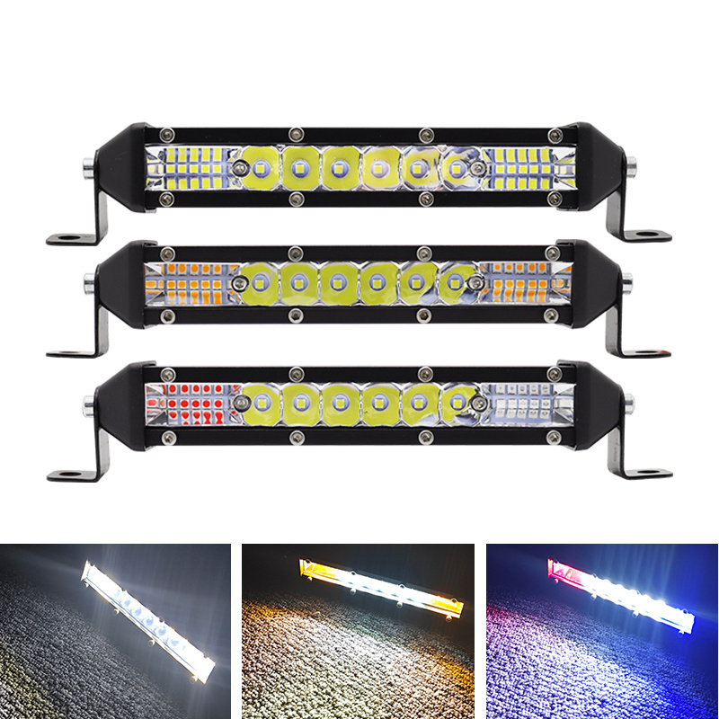 8 inch 78w RGB  yellow red blue color led light bar Barra Led Ultra Slim for Truck Spotlight Roof Front Bumper Voor Truck Suv