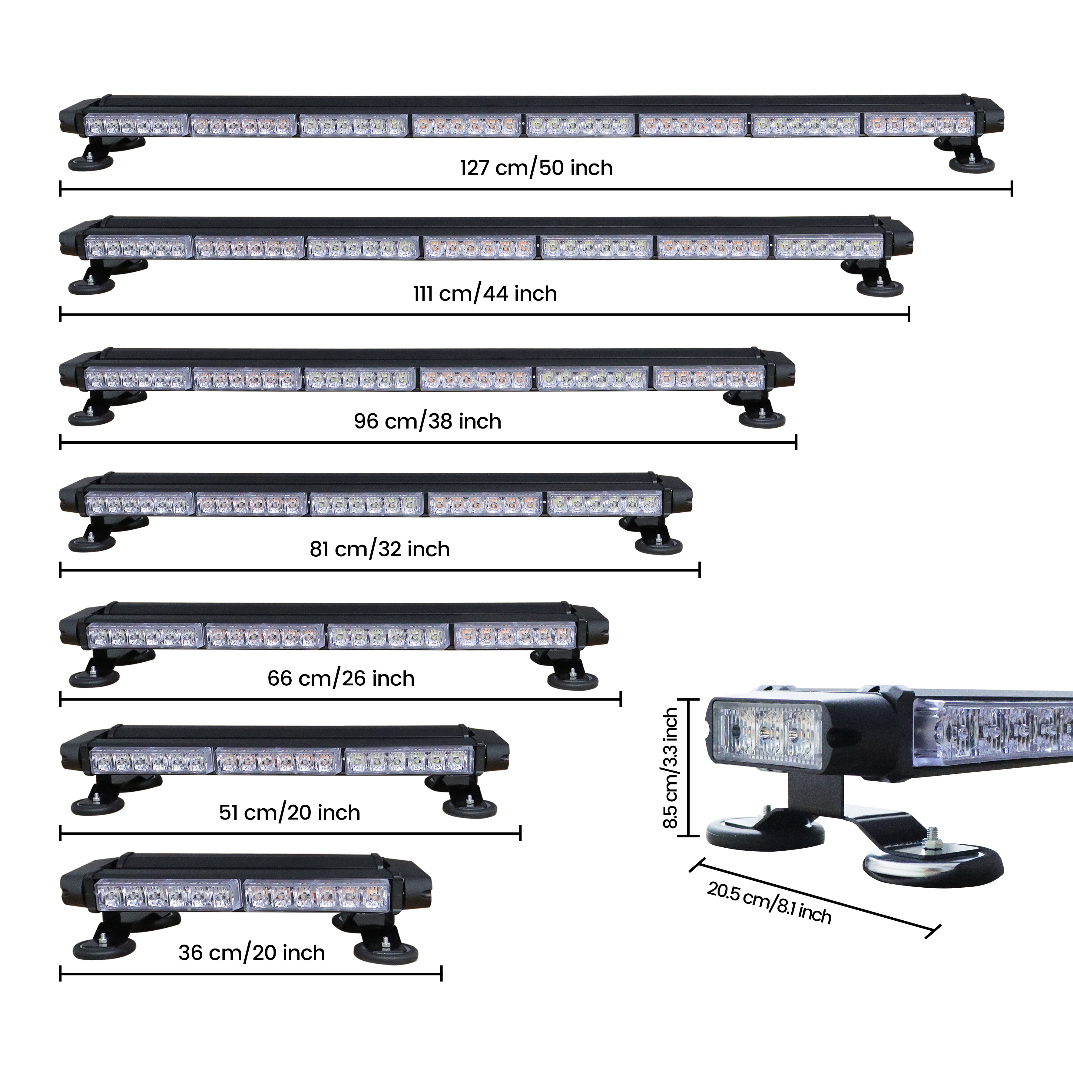 30 LED Strobe Flashing Light Bar Four Sides High Intensity Emergency Warning Lighting Beacon with Magnetic Car Light Accessories