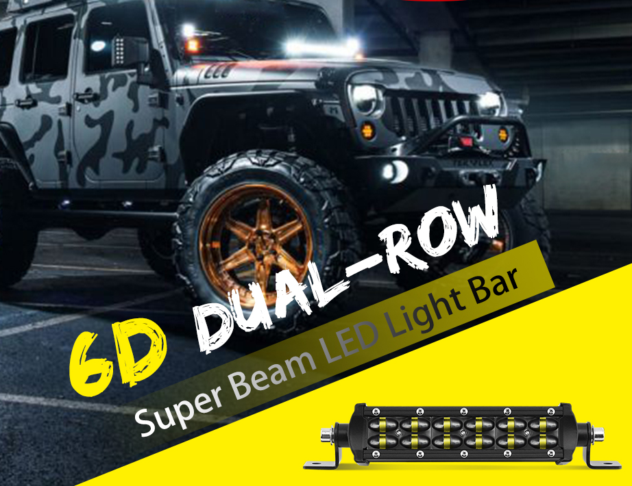 5 inch 6D 36W Slim Dual Row LED Work Light Combo LED Bar Light with Lens for Jeep Driving Offroad Boat 4WD 4x4 Truck SUV ATV