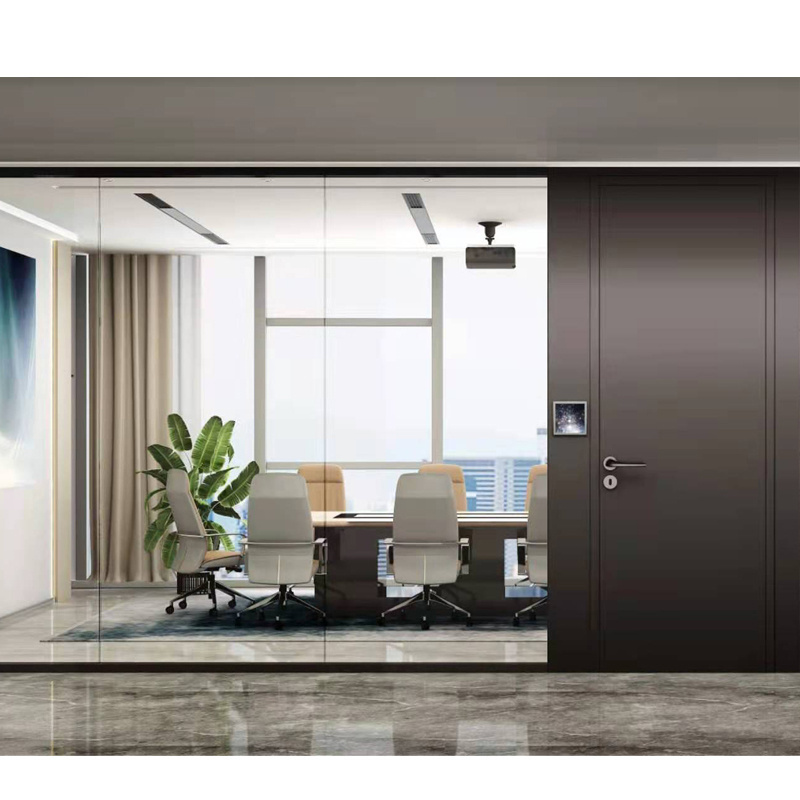 FlexSpace frosted glass room dividers partition wall Customized Aluminum Frame Glass Type Interior Modular Office Wooden Door