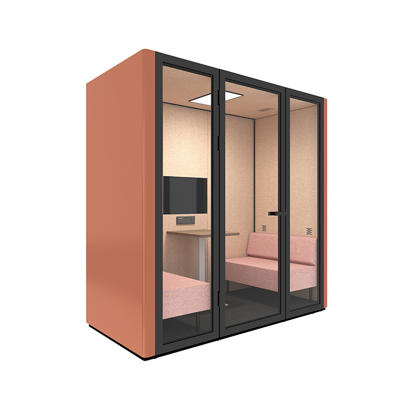 Flexspace Multi-size office soundproof portable privacy pod 2 people bar booth pink phone booth