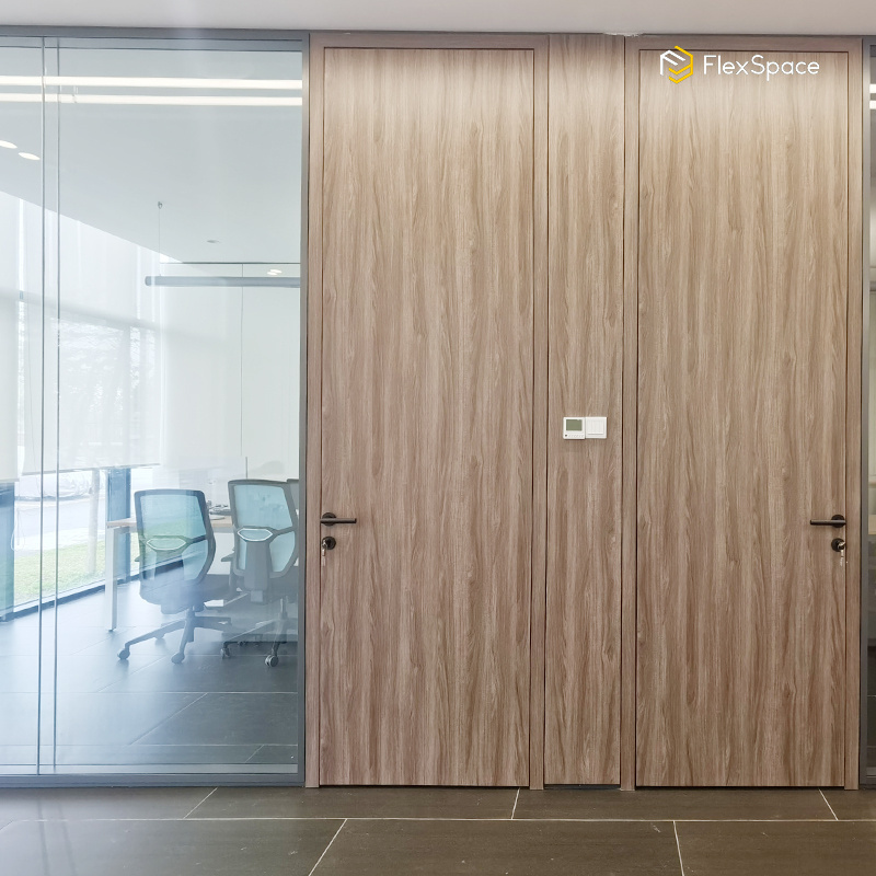 FlexSpace 023 new High quality Movable  soundproof aluminum office glass partition with flush door design double glazed