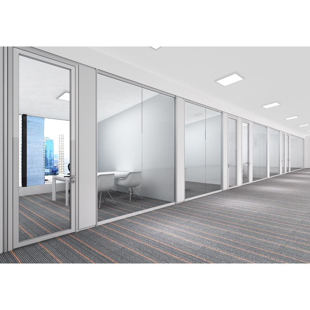 Flexspace Meeting Room Office Partition Wall Demountable Aluminium Framed Glazed Clear SoundProof Glass Office Partition Wall