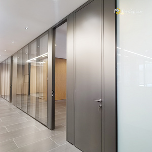 Flexspace Manufacturer Factory  Aluminium frame etched glass office partition Soundproof Glass Wall Office Partition