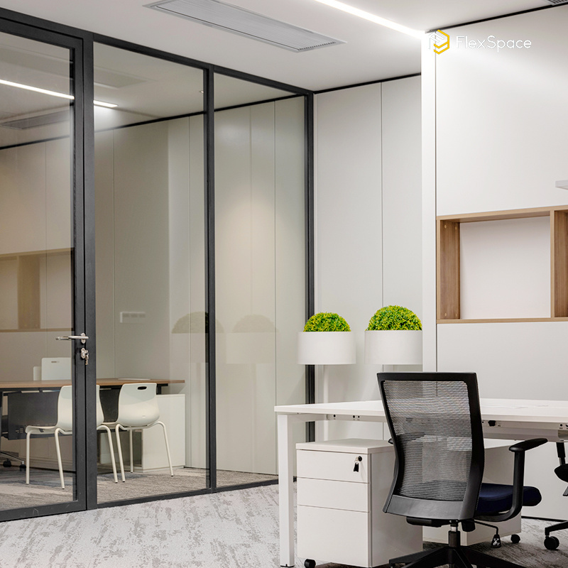 Flexspace Germany Type Double Glazed Operable Partition Aluminum Frame Customizable Office Glass wall Partitions