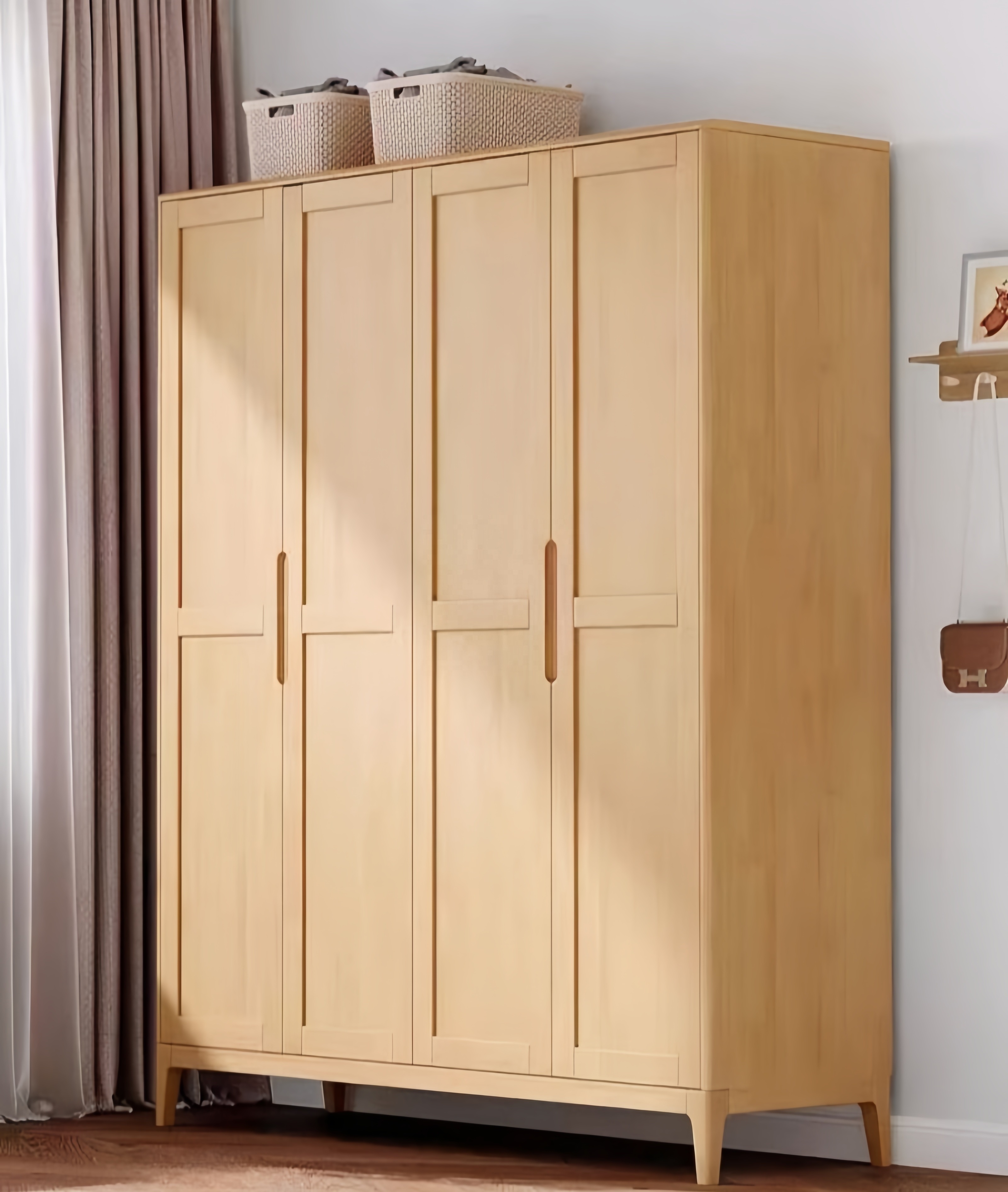 Factory Custom OEM bedroom furniture Storage elegant Solid Wood modern home wooden luxury High-end wardrobe closet