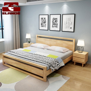 Customized Wholesale solid wood frame queen size bed simple double bed storage beds bedroom set furniture for hotel apartment