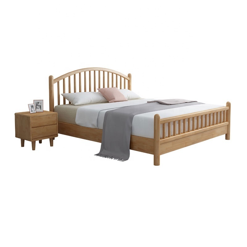 Wholesale Nordic solid wood bed 1.5 meters 1.8 meters simple double bed solid wood frame bed bedroom furniture set