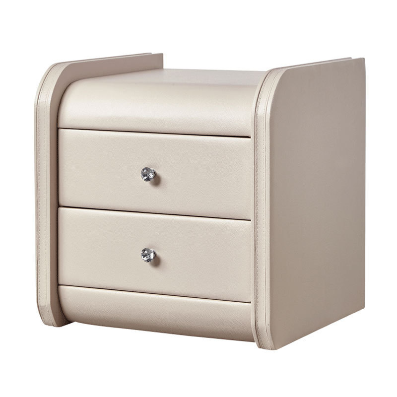 Modern contracted leather fashion storage storage cabinet solid wood double drawers creative mini bedside cabinet