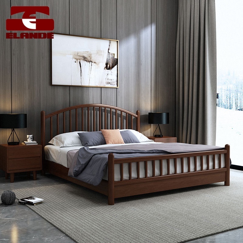 Wholesale Nordic solid wood bed 1.5 meters 1.8 meters simple double bed solid wood frame bed bedroom furniture set