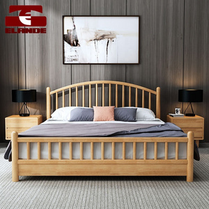 Wholesale Nordic solid wood bed 1.5 meters 1.8 meters simple double bed solid wood frame bed bedroom furniture set