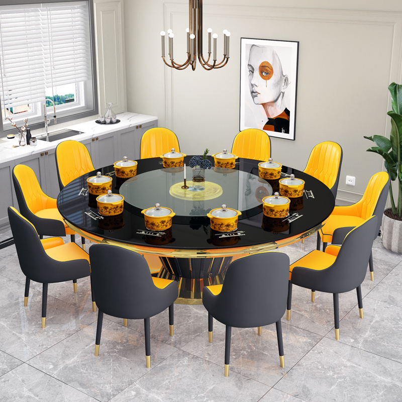 Custom Rotating Dining Table Induction Cooker Combination Hot Pot Dining Table and Chairs Home Multifunctional Furniture