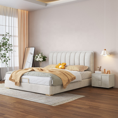 Modern simple headboard king size bed frame double bed with storage to save space leather bedroom furniture BestSuppliers