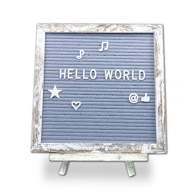 10x10inch Rustic  Farmhouse Wood Changeable letter board with felt