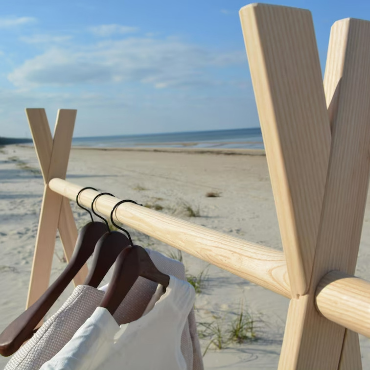 Rustic Wooden Clothes Rack Fold up A Frame Rack Holder For Markets And Trade Shows  Modern Garment Rack