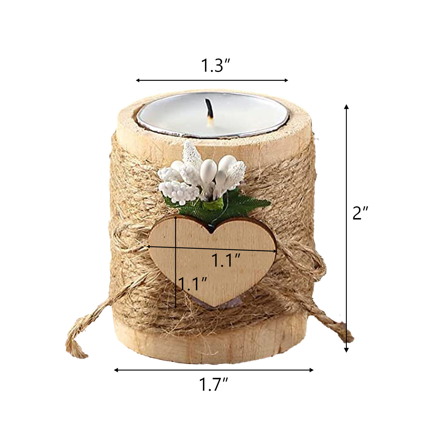 Wood Tealight Candle Holder Bridal Shower Tealight Holder Rustic Wooden Cylinder Candle Holders with Tea Lights Candles