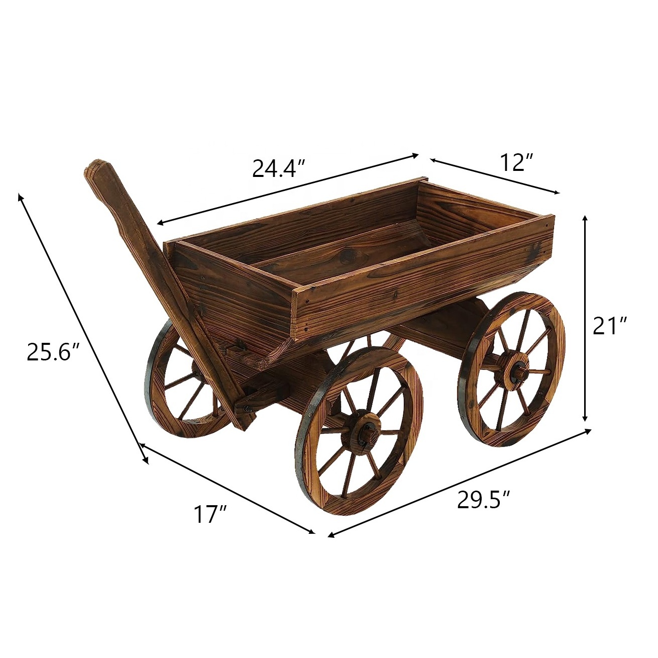 New Design Wood Flower Planter Station Garden Wagon Decor with Wheels Raised Garden Bed Planter Box For Outdoor Backyard Balcony