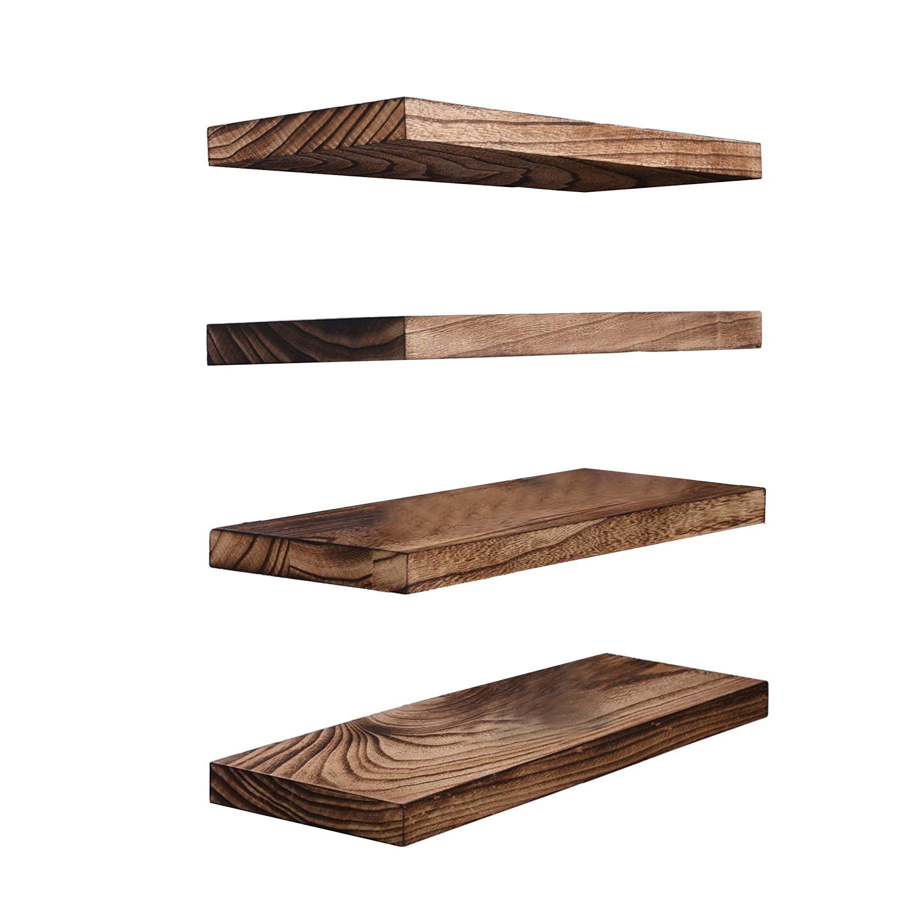 Set of 4 Rustic Wood Floating Shelves for wall decor