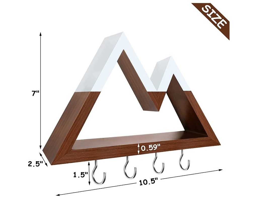 Factory price Four Hooks Mountain Shelf with Key Holders Two Mountain Peaks Key Hangers Key Rack Woodland/Nursery/Bedroom Decor