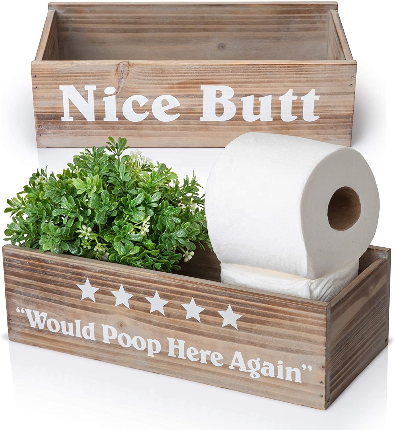 Nice Butt Bathroom Decor Box  Funny Toilet Paper Holder Perfect for Farmhouse  Rustic Bathroom Decor, or Diaper Organizer