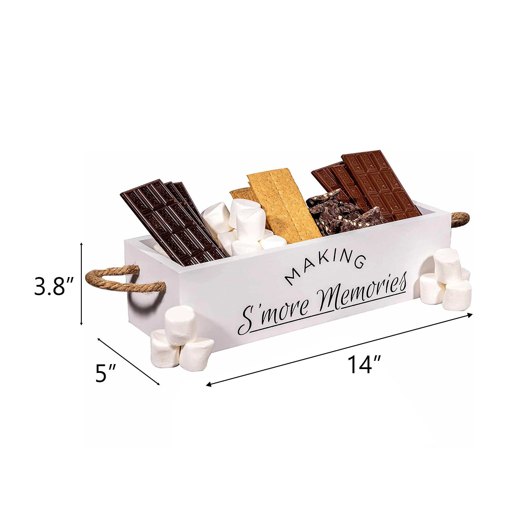 Smores Station Wooden Box Smores Bar Carrier with Durable Handles Smores Caddy with Marshmallow Sticks