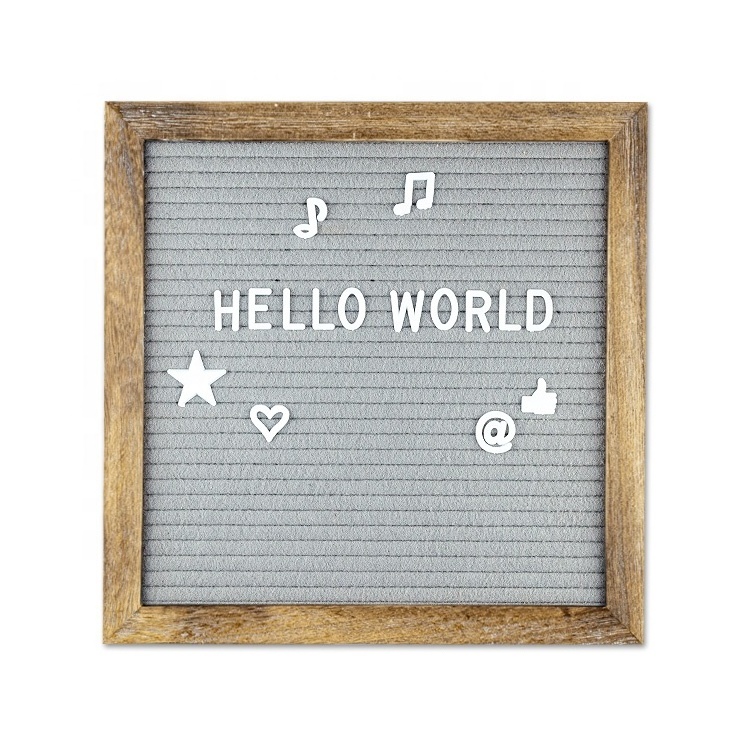 10x10inch Rustic  Farmhouse Wood Changeable letter board with felt