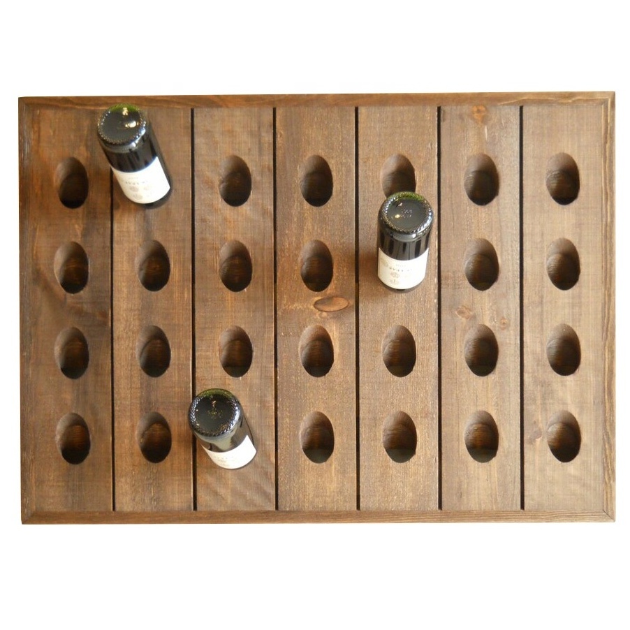 Wood Riddling Wine Rack Wall Mounted Hanging Distressed For Wine Storage And Planter Home Decor