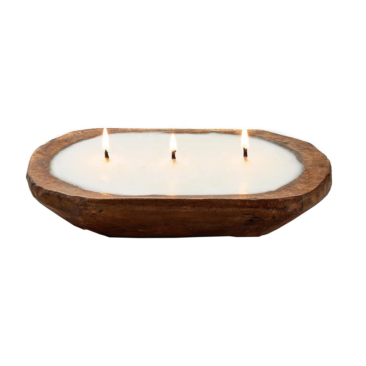 Farmhouse HandMade Reusable Oak Bowl Candle Wooden Dough Bowl Candles Table Centerpiece For Home Decor