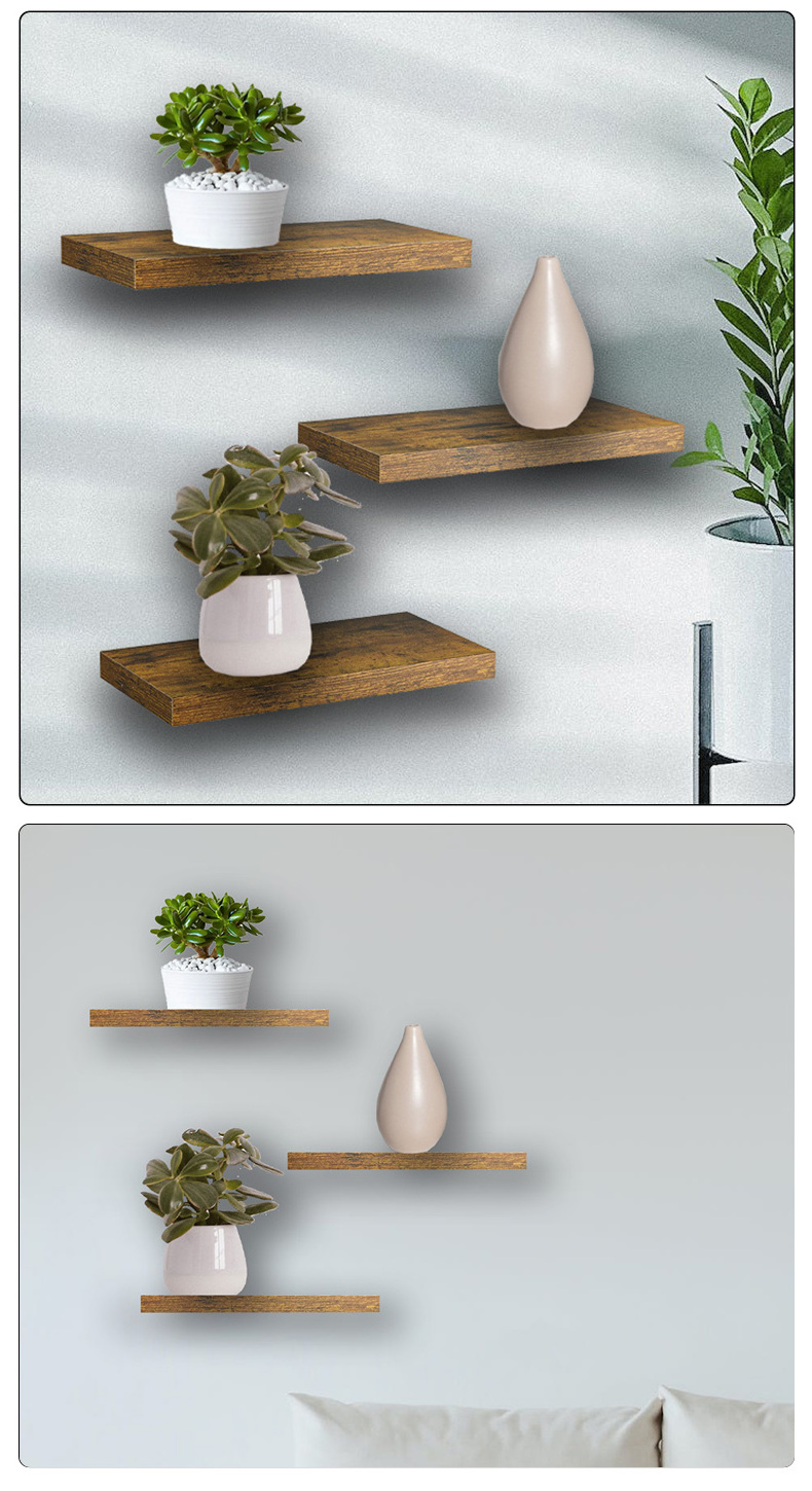 Wall Mounted Shelves Set Hanging Luxury Modern Home Decor Wooden Rack Book Storage Wood Floating Wall Shelf For Living Room