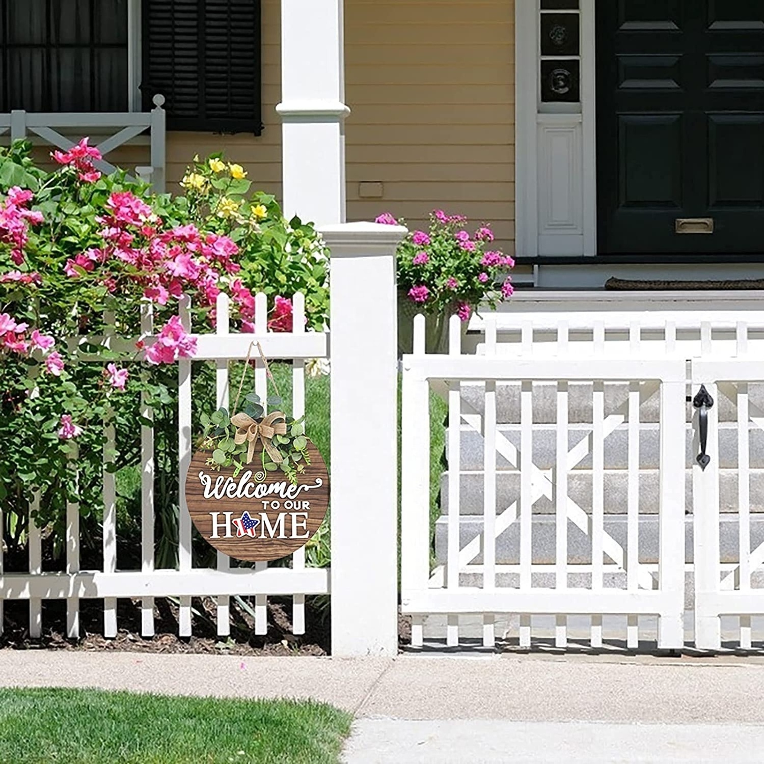 Interchangeable Round Porch Seasonal Welcome To Our Home Hanging Sign With Led  For the Front Door Decoration