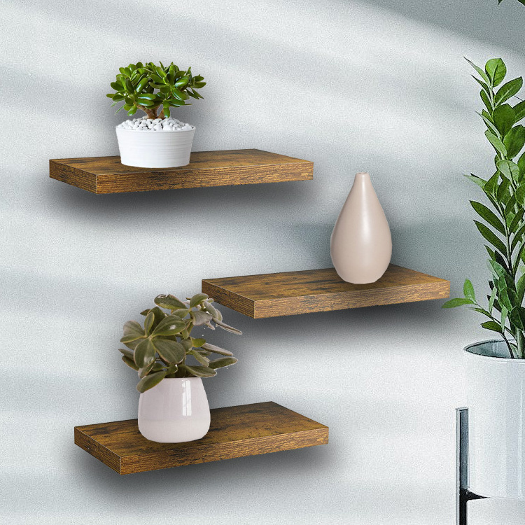 Wall Mounted Shelves Set Hanging Luxury Modern Home Decor Wooden Rack Book Storage Wood Floating Wall Shelf For Living Room