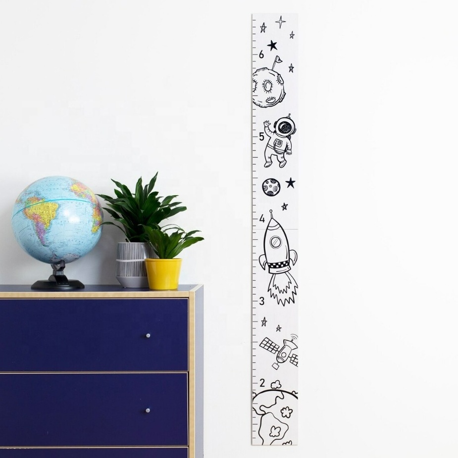 Wood Space Planet Pattern Ruler Growth Chart Baby Wall Height Chart For Preschool Nursery Kids Room Wall Decor