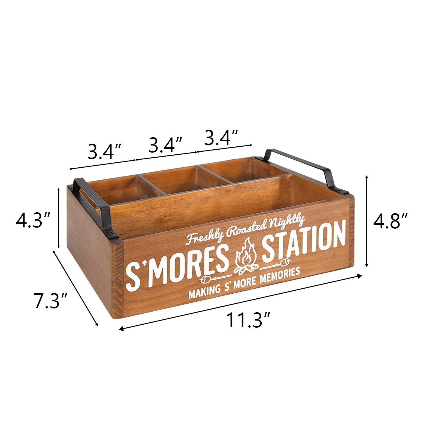 Farmhouse Wood S'mores station Box S'mores Bar Holder Serving Tray with Handles For Caddy Food Container