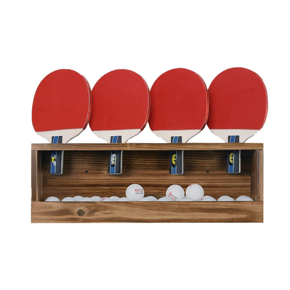 Table Tennis Storage Rack Wall Mounted Holder For 4 Paddles And Balls Storage Ping Pong Paddle Storage Rack