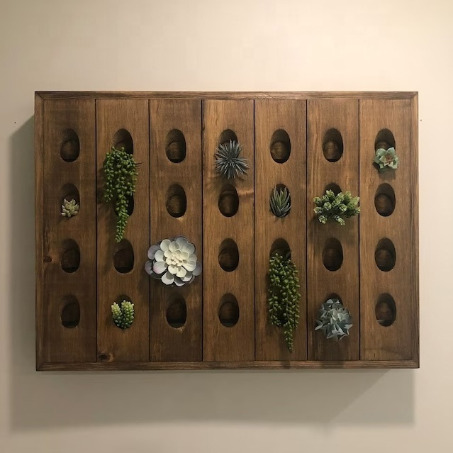 Wood Riddling Wine Rack Wall Mounted Hanging Distressed For Wine Storage And Planter Home Decor