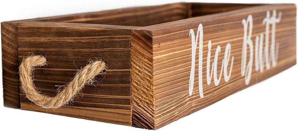 Nice Butt Bathroom Decor Box - Toilet Paper Holder - Farmhouse Rustic Wood Crate Home Decor