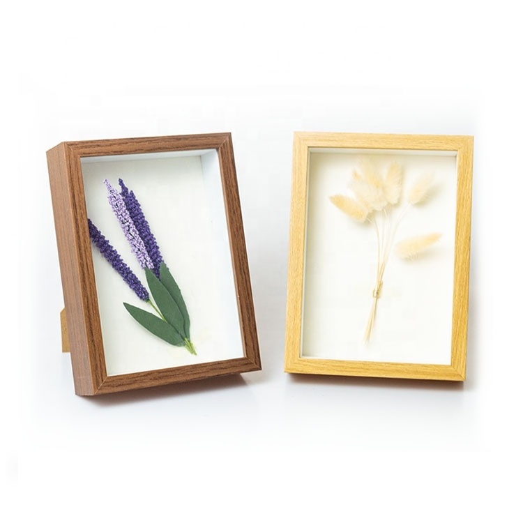 Wholesale Decorative DIY Dried Flower Wood 3D Shadow Box Decor Frames with Glass for Home