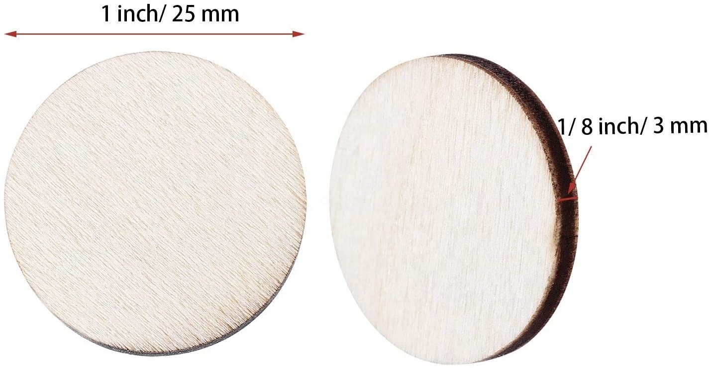 1 Inch Unfinished Wood Slices Round Disc Circle Wood Pieces Wooden Cutouts Ornaments for Craft and Decoration