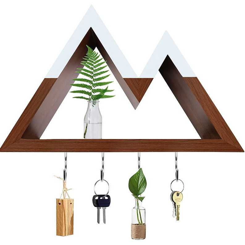 Factory price Four Hooks Mountain Shelf with Key Holders Two Mountain Peaks Key Hangers Key Rack Woodland/Nursery/Bedroom Decor