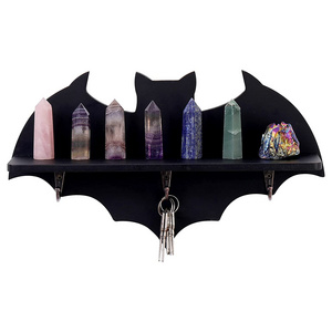 Bat  Coffin Shelf Crystal  Spooky Floating Shelves Goth Decor Bat Shelf,Wooden Gothic Decor for Home