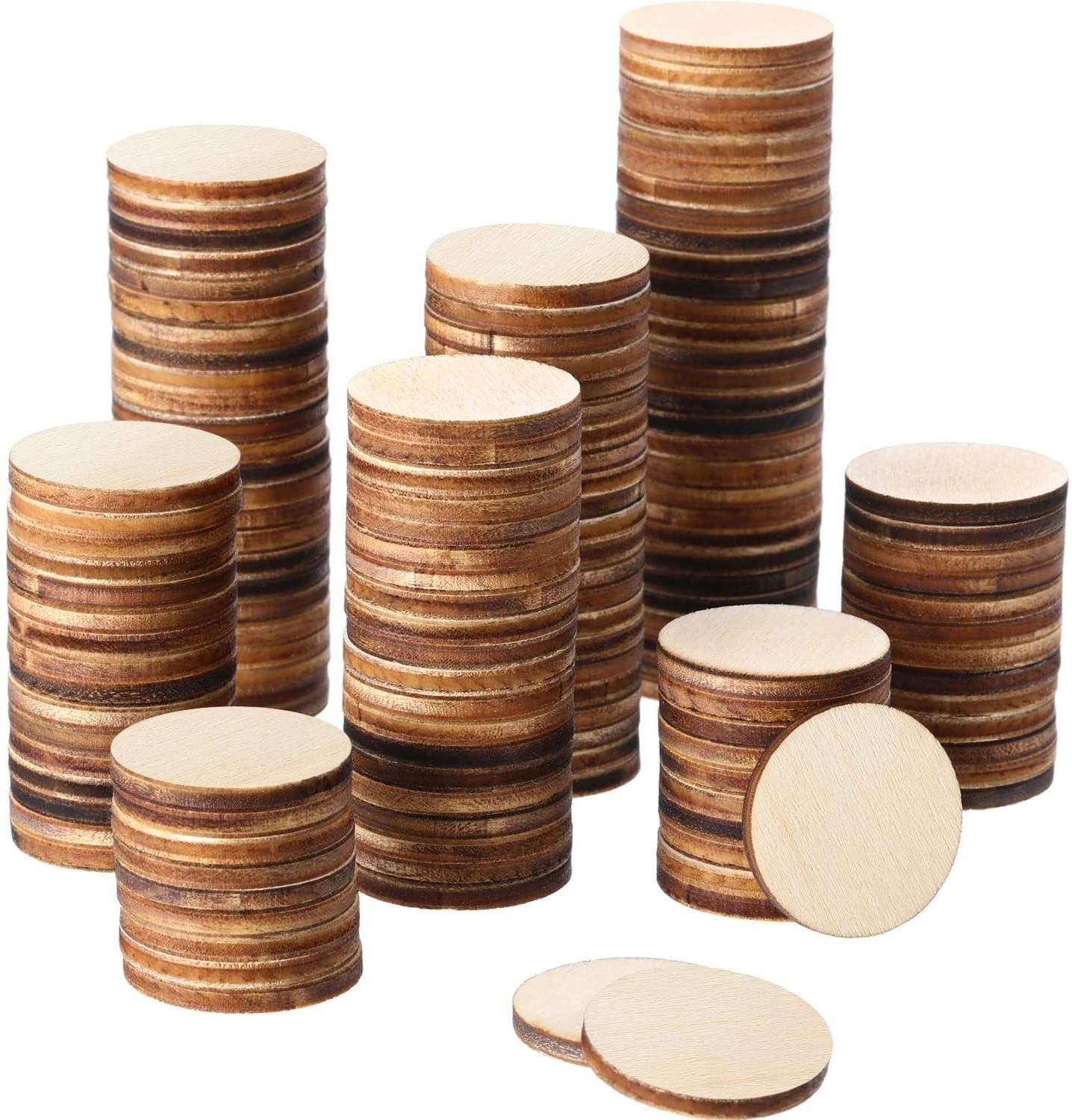 1 Inch Unfinished Wood Slices Round Disc Circle Wood Pieces Wooden Cutouts Ornaments for Craft and Decoration