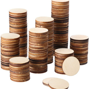 1 Inch Unfinished Wood Slices Round Disc Circle Wood Pieces Wooden Cutouts Ornaments for Craft and Decoration