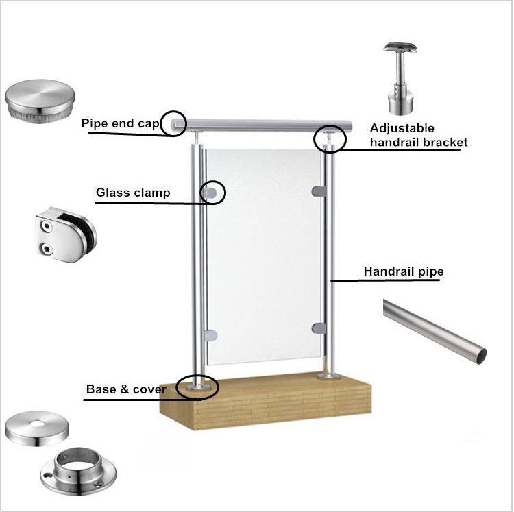 ALD stainless steel 304/316 Glass railing & glass balustrade handrail fittings accessories