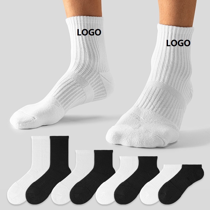 wholesale oem white spandex custom design  logo made yoga compression crew cotton grip mens sport socks