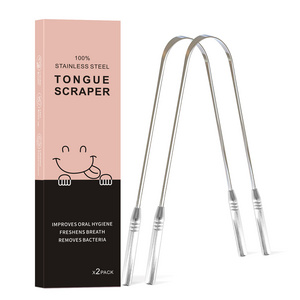 Factory Wholesale Newly Designed 2 Pack 304 Stainless Steel Tongue Scraper Cleaners